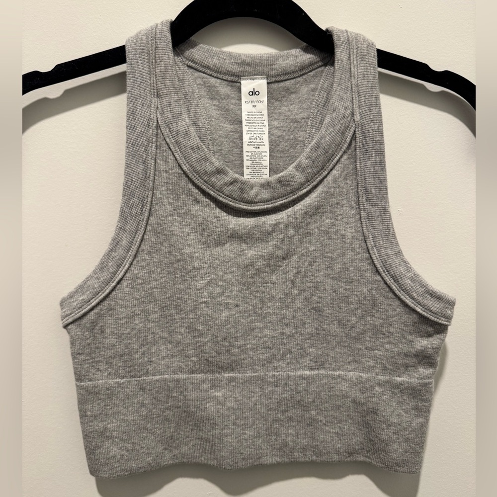 Alo Yoga Seamless Delight High Neck Bra – Athletic Heather Grey